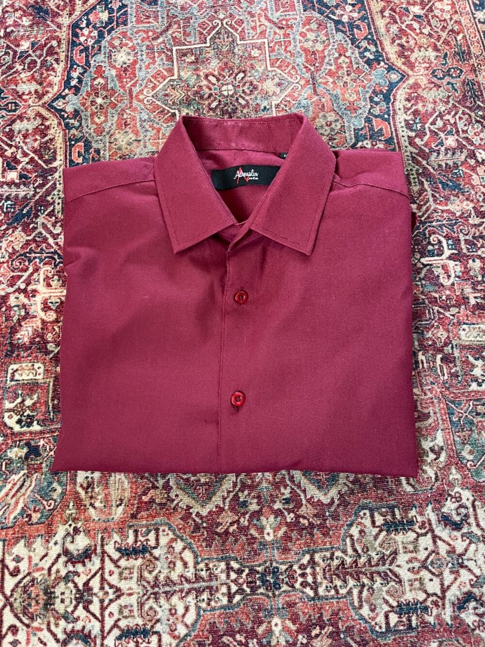 Adrenalin Power Brand Burgundy Dress Shirt Medium 22x30